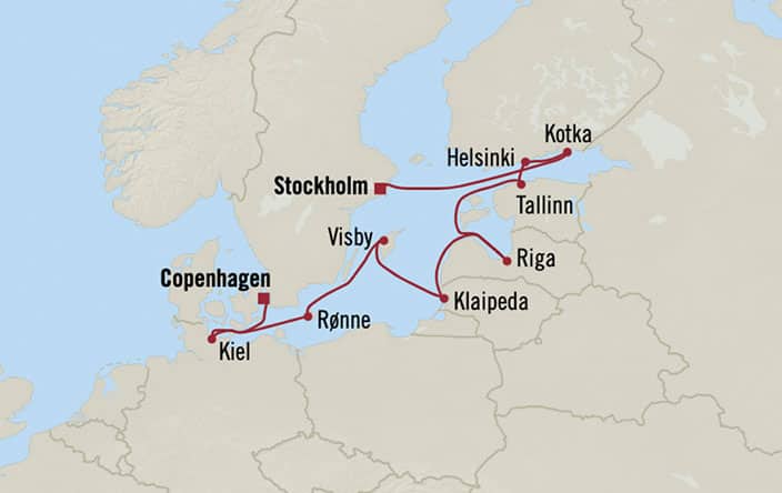 Oceania Cruises | 10-Nights from Copenhagen to Stockholm Cruise Iinerary Map