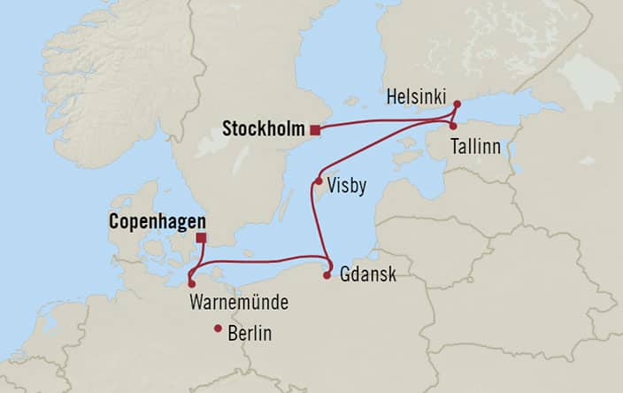 Oceania Cruises | 7-Nights from Stockholm to Copenhagen Cruise Iinerary Map