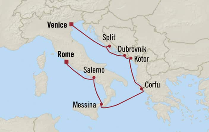 Oceania Cruises | 7-Nights from Rome to Trieste Cruise Iinerary Map