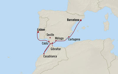 Oceania Cruises | 7-Nights from Barcelona to Lisbon Cruise Iinerary Map