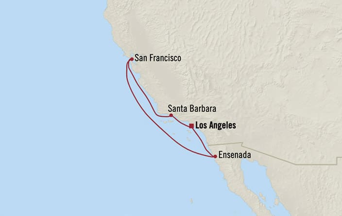 Oceania Cruises | 7-Nights Roundtrip from Los Angeles Cruise Iinerary Map