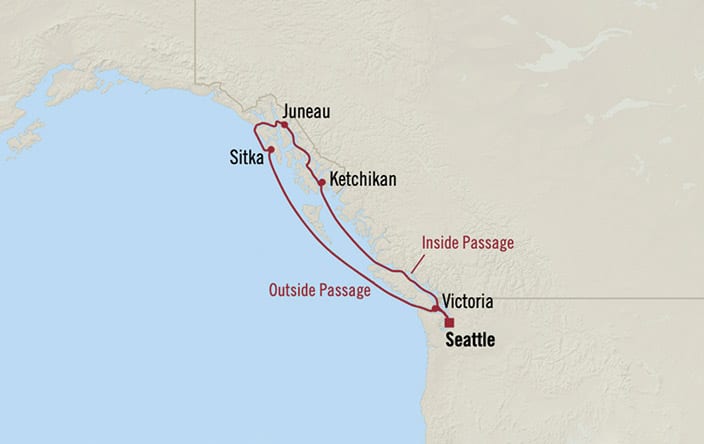 Oceania Cruises | 7-Nights Roundtrip from Seattle Cruise Iinerary Map