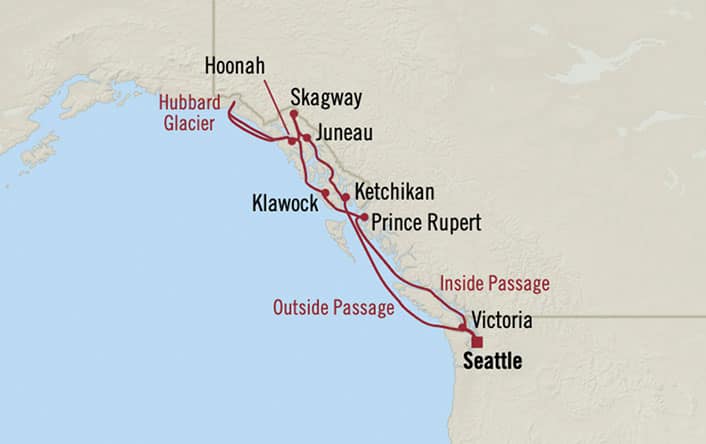 Oceania Cruises | 11-Nights Roundtrip from Seattle Cruise Iinerary Map