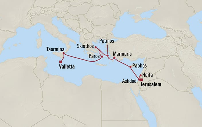 Oceania Cruises | 11-Nights from Haifa to Valletta Cruise Iinerary Map