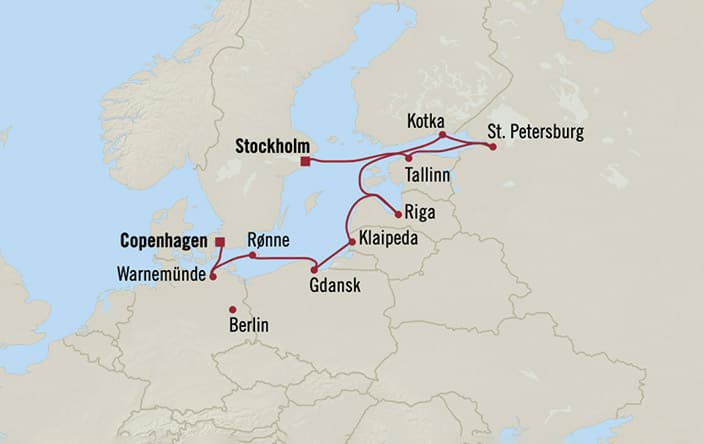 Oceania Cruises | 15-Nights from Copenhagen to Tromso Cruise Iinerary Map