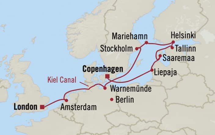 Oceania Cruises | 12-Nights from Copenhagen to London Cruise Iinerary Map