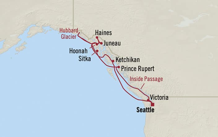 Oceania Cruises | 11-Nights Roundtrip from Seattle Cruise Iinerary Map