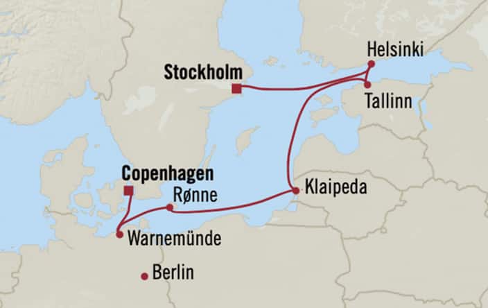 Oceania Cruises | 7-Nights from Copenhagen to Stockholm Cruise Iinerary Map