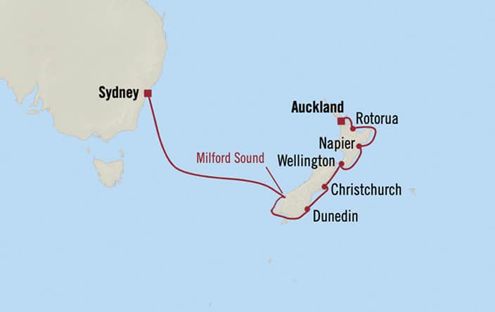 Oceania Cruises | 10-Nights from Auckland to Sydney Cruise Iinerary Map