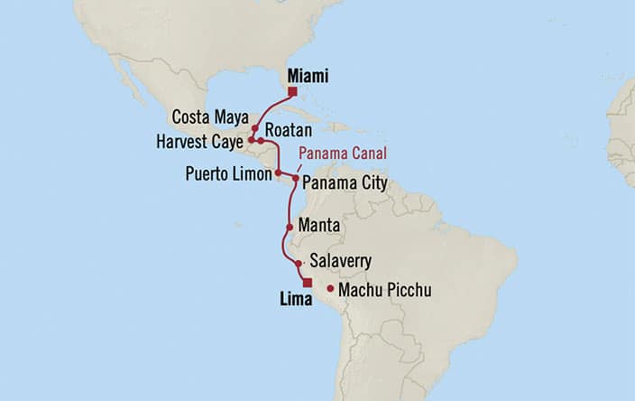 Oceania Cruises | 38-Nights from Miami to Buenos Aires Cruise Iinerary Map