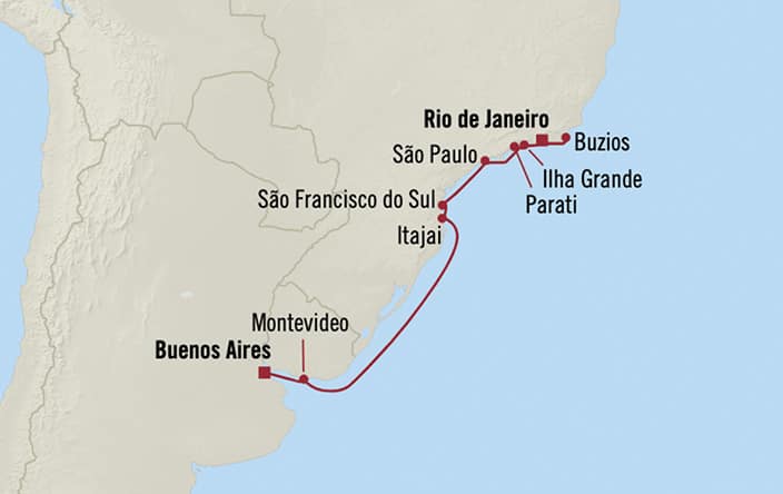 Oceania Cruises | 12-Nights from Buenos Aires to Rio de Janeiro Cruise Iinerary Map