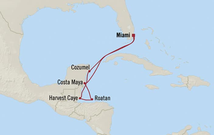 Oceania Cruises | 7-Nights Roundtrip from Miami Cruise Iinerary Map