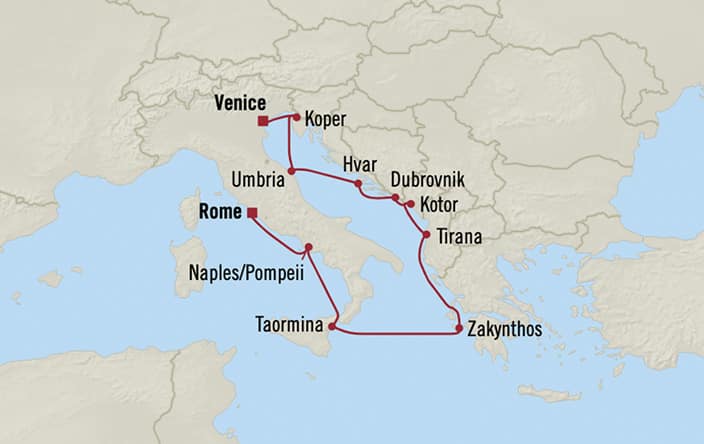 Oceania Cruises | 46-Nights Roundtrip from Rome Cruise Iinerary Map
